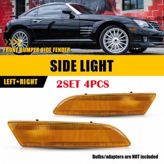 4X Amber Front Bumper Side Marker Lights For 2004 05-2008 Chrysler Crossfire EOA