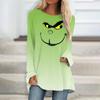 Модная женская повседневная футболка больших размеров с длинными рукавами и круглым вырезом с принтом