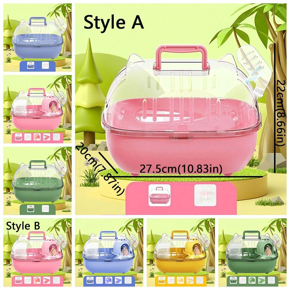 Transparent Cover Hamster Carrier Box Large Space Hamster Habitat Travel Hamster Cage Car Outing