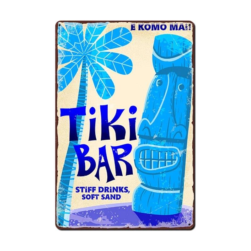 Алоха Тики Бар Плакат Оловянная Вывеска Винтаж Пляжная Вечеринка Бар Паб Настенный Декор Металлическая Пластина Ретро Гавайи Серфинг Таблички