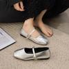 Fashion 2025 New Mary Jane Female High Quality Leather Buckle Ballet Shoes for Women Square Toe Flat Ladies Single Shoes