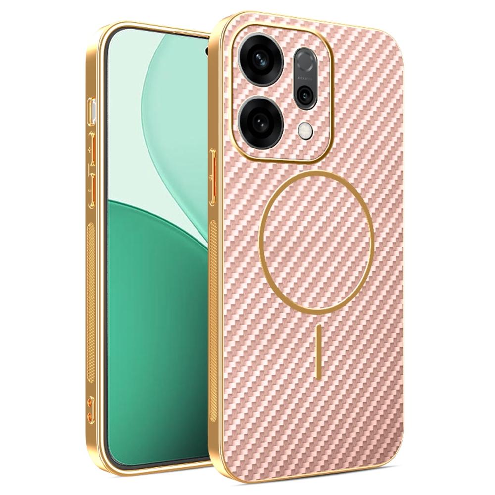 For Oppo Reno14 5G (Global) Case Carbon Fiber Textured Electroplated TPU Back Cover