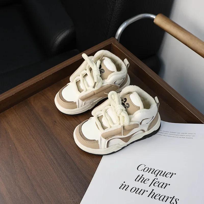 Детские кроссовки для девочек, зимние теплые повседневные хлопковые туфли для мальчиков, универсальные детские школьные кроссовки с нескользящей подошвой, новые