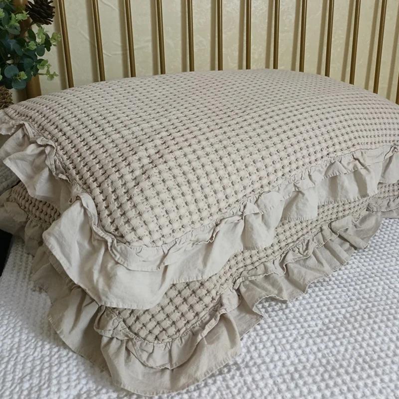 Наволочки из 100% хлопка с вафельным переплетением, 2 шт. Мягкие, дышащие, приятные для кожи наволочки, декоративные наволочки с вафельным переплетением, без наполнителя