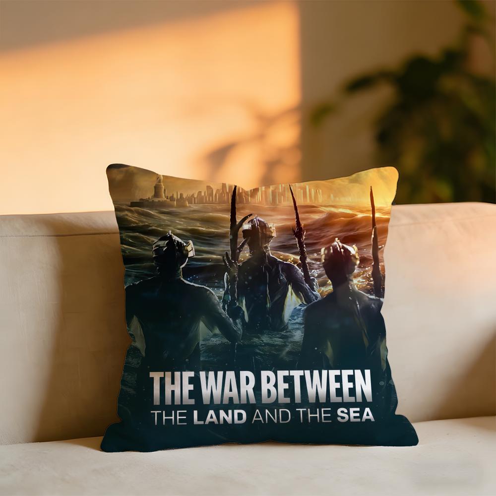 The War Between The Land And The Sea Cushion Cover Cozy Velvet Throw PillowSoft Warm Cushion For Sofa Bed