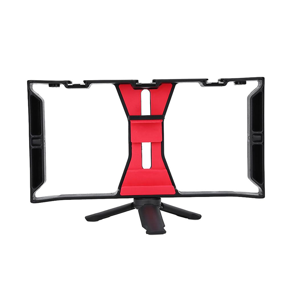 Dual Hanlde Handheld Phone Adjustable Stabilizer Support Recording Rig with Tripod