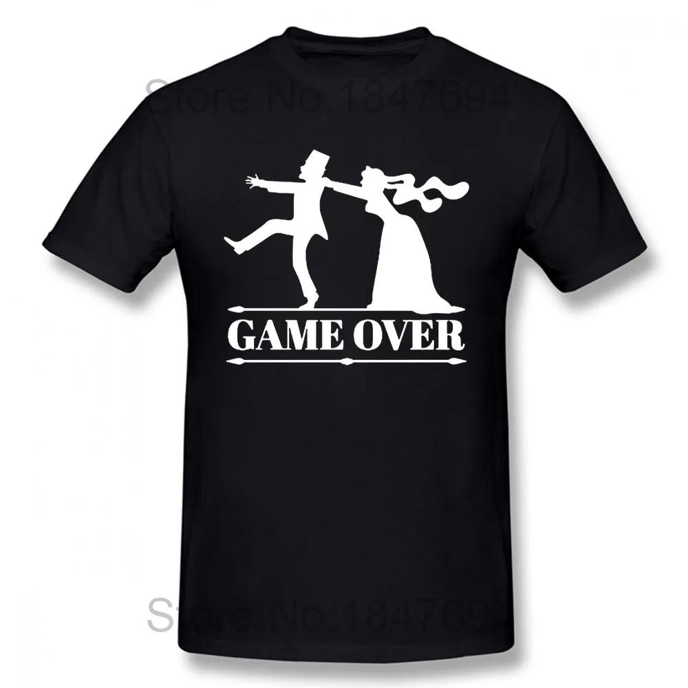 Футболка Game Over Bride Groom Bachelor Party Funny Tshirt Men Clothing Short Sleeve Camisetas T Shirt