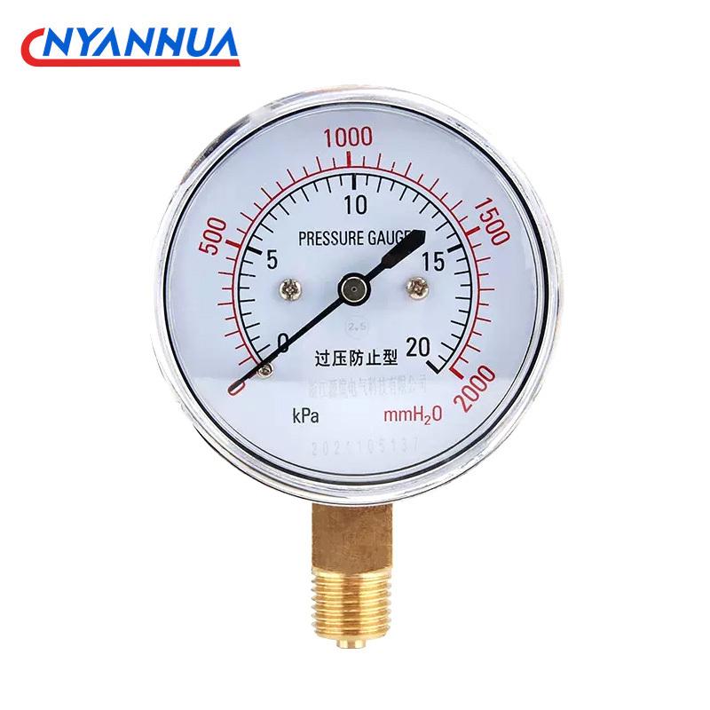 Capsule Pressure Gauge YE-60 Overpressure Prevention Micro Pressure Gauge 0-40kpa Hydraulic Pressure Kilopascal Meter