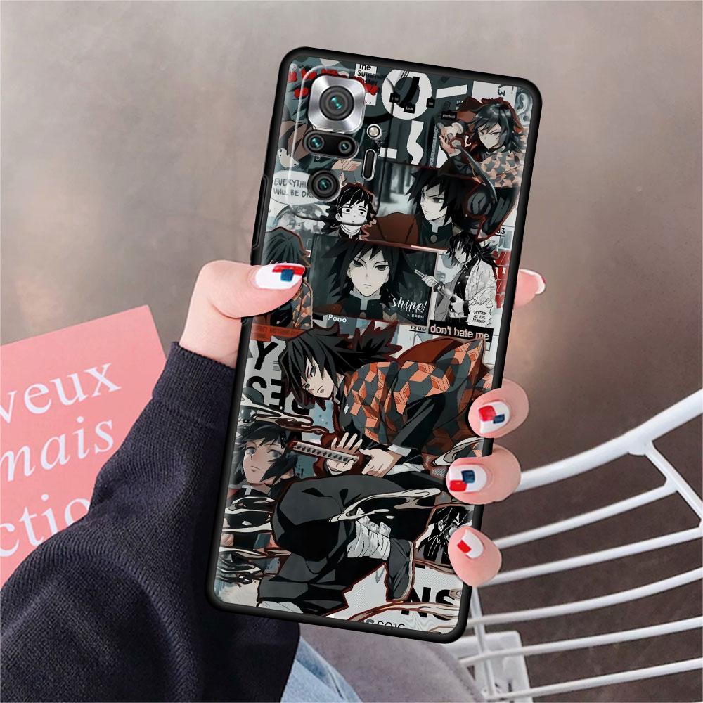 Роскошный черный чехол для телефона Xiaomi Redmi Note 11 10 9 8 7 Pro 9S 9A 9C 10s 8T K40 10C 10S Funda Cover Kimetsu Yaiba Demon Slayer