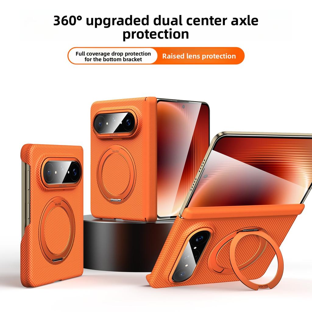 360 Rotating Magnetic Stand Texture Skin Feel Case for Huawei Pura X Max Shockproof for Magsafe Dual Axis Protection Slim Cover
