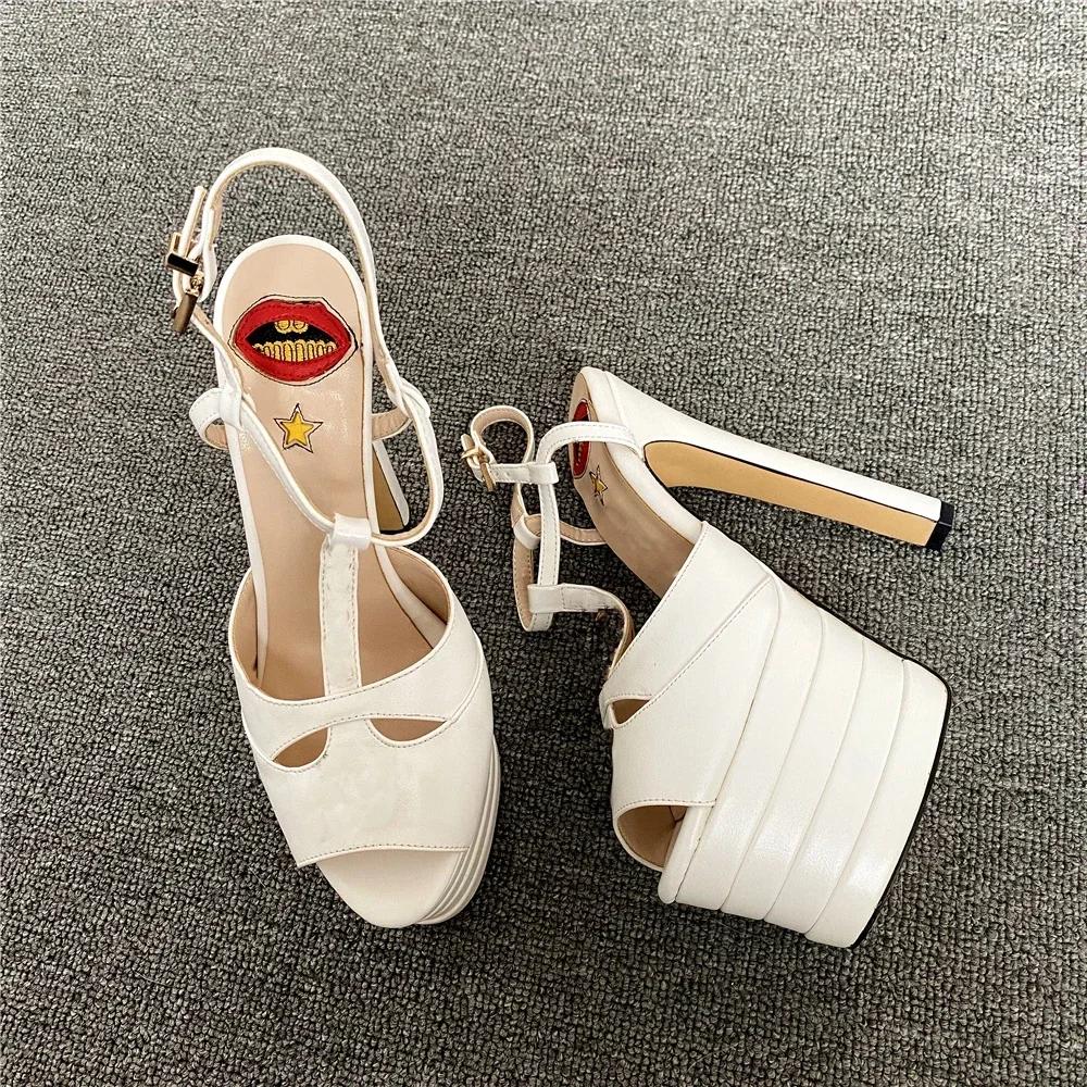 Модный бренд Сексуальные сандалии на высоком каблуке 16 см Платформа Вечеринка Свадьба Бал Подиум Женская обувь Высокое качество Большой 43лето Женская обувь