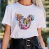 Disney Kawaii Cartoon Ladies Tops Mickey Mouse Princess Anna Fashion Summer Streetwear T-Shirt Women Vintage White T-Shirt