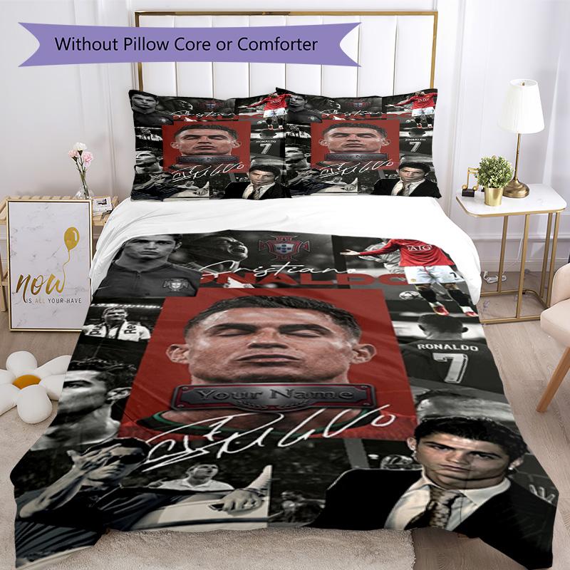 Cristiano Ronaldo Customize Your Name Custom Bedding Suitable for Bedrooms Machine Washable Custom Room Decor Christmas, WeddingPerfect