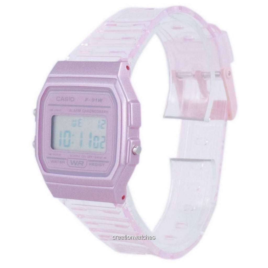 Casio Youth Pink Resin Digital F-91WS-4 F91WS-4 Часы унисекс