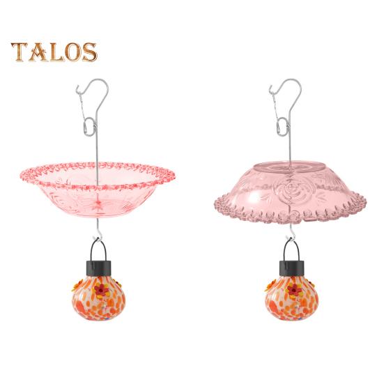 Подвесная кормушка для птиц, солнечная кормушка для колибри, чаша для кормления птиц с лампочкой для кормления водой, освещенная кормушка для птиц для украшения сада и крыльца на открытом воздухе