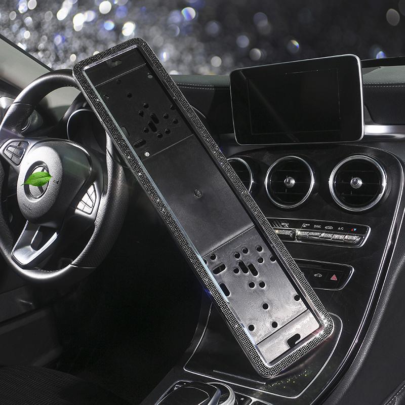 1PCS Russian Car License Plate Frame Crystal License Plate Frame Luxury Car Frame Plate Bling Car Accessories Interior for Woman