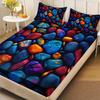 Colorful Textured Stone Pattern Bedding Set Fitted Sheet Breathable Polyester All-Season Digital Print Sheet with Deep Pocket