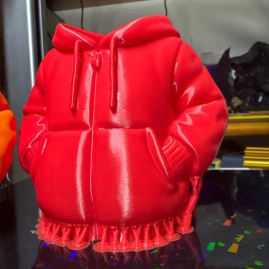 Hooded Down Jacket Pen Holder 3D Printed Down Coat Stationery Pencil Organizer Container Home Office Desktop Decoration Ornament