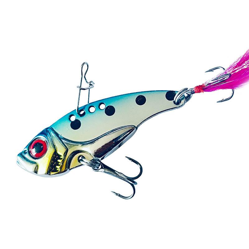 7g12g Vib металлические приманки с тройными крючками, перья, дальние рыболовные приманки для пресной воды