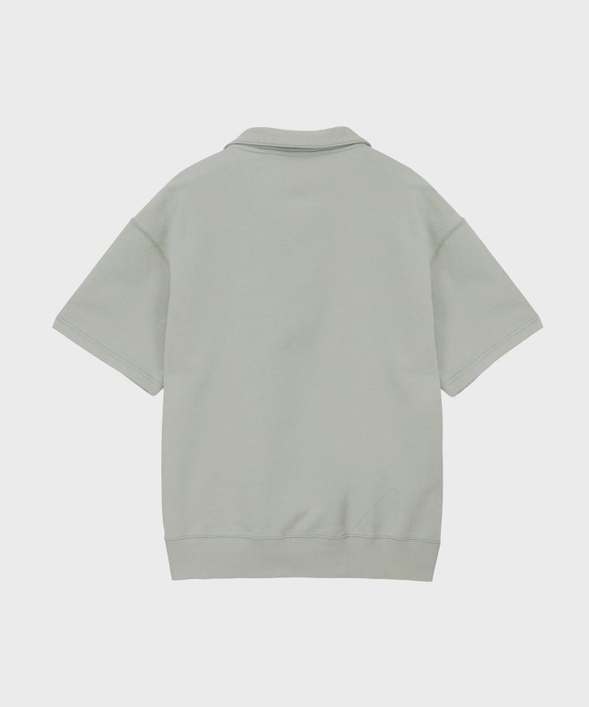 BASIC HOUSE Uni Cp French Terry Half-Zip Anorak Short Sleeve Sweatshirt Light Khaki Lxts3103