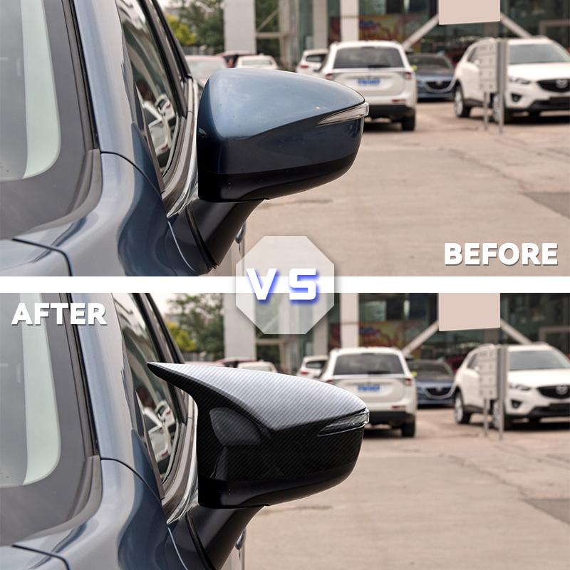 1 пара боковых крышек зеркал заднего вида с бычьим рогом, черные карбоновые, для Mazda CX-5 2015 2016 CX-4 CX-3 2016 2017 2018