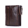 New RFID Anti-theft Brush Cowhide Men's Wallet Leather Short Men's Wallet Double Zipper Wallet