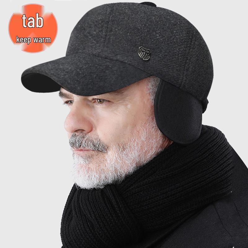 Men's Winter Wool Baseball Cap with Ear Protection for Middle-Aged/Elderly
