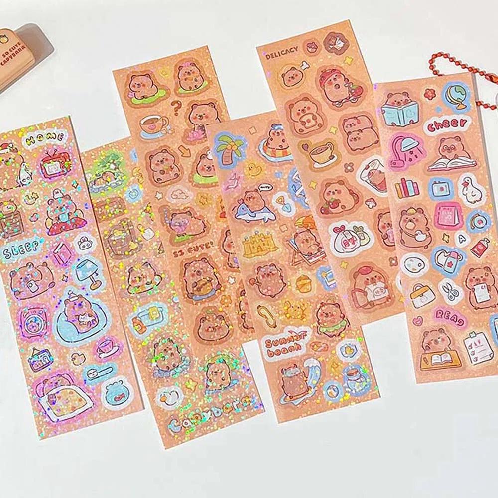 10Sheets Scrapbooking Capybara Stickers School Supplies Kids Toys Sticker Notebook