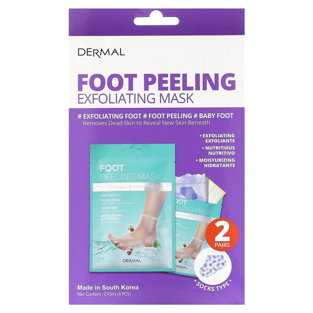 DERMAL Foot Peeling Exfoliation Mask, 2 Sets