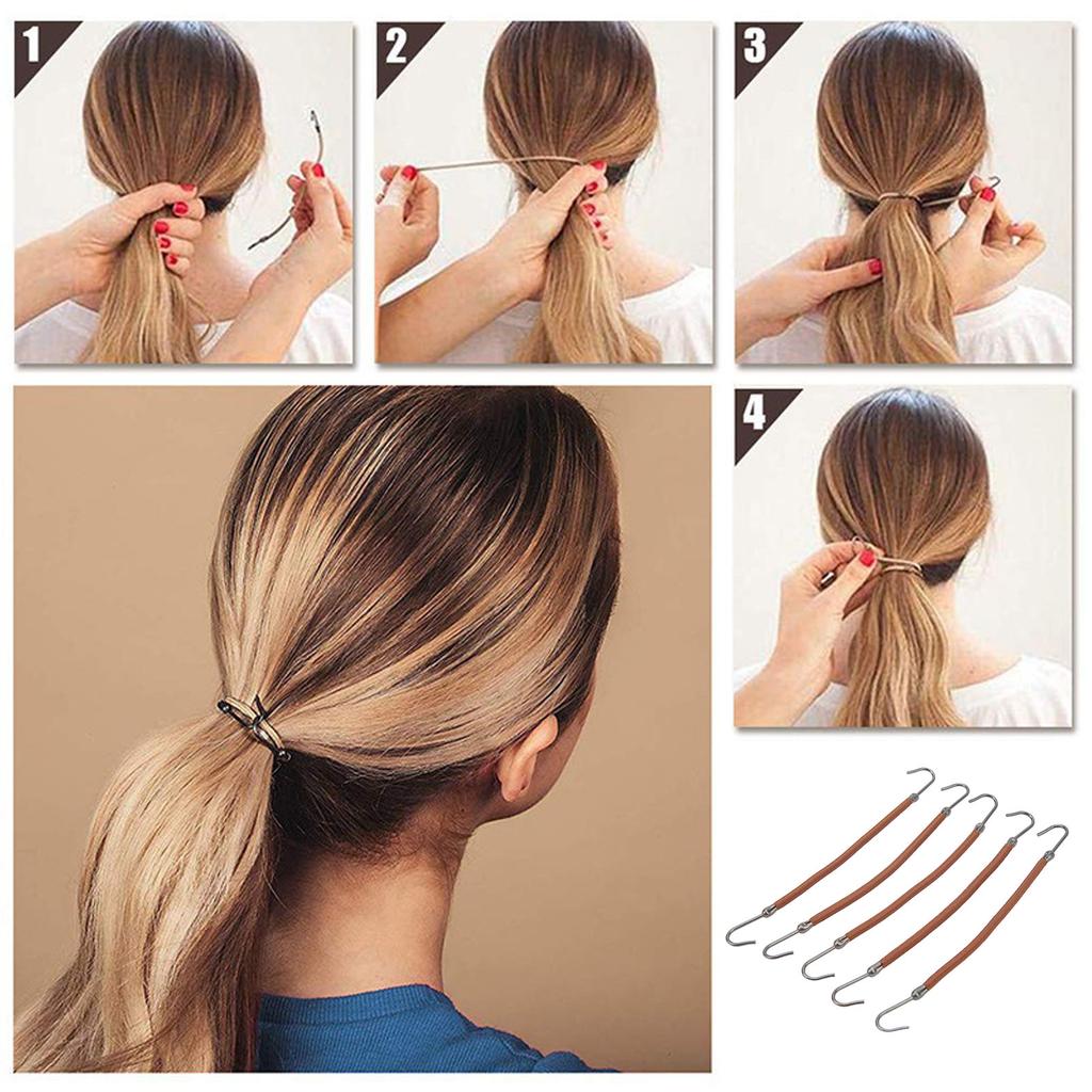10pcs Ponytail Holder Hook Women Girls Flexible Elastic Hair Band Hook Styling Tool for Dating