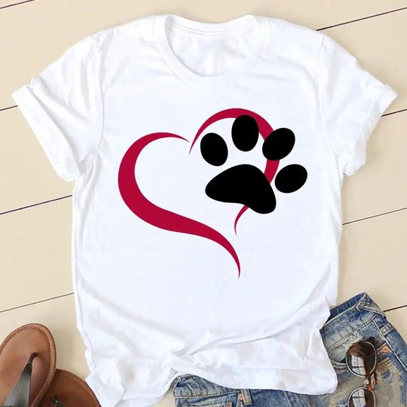 Women T-shirts 90s Love Pug Dog Ladies Fashion Clothing Short Sleeve Cartoon Clothes Spring Summer Female Tee Graphic Tshirt