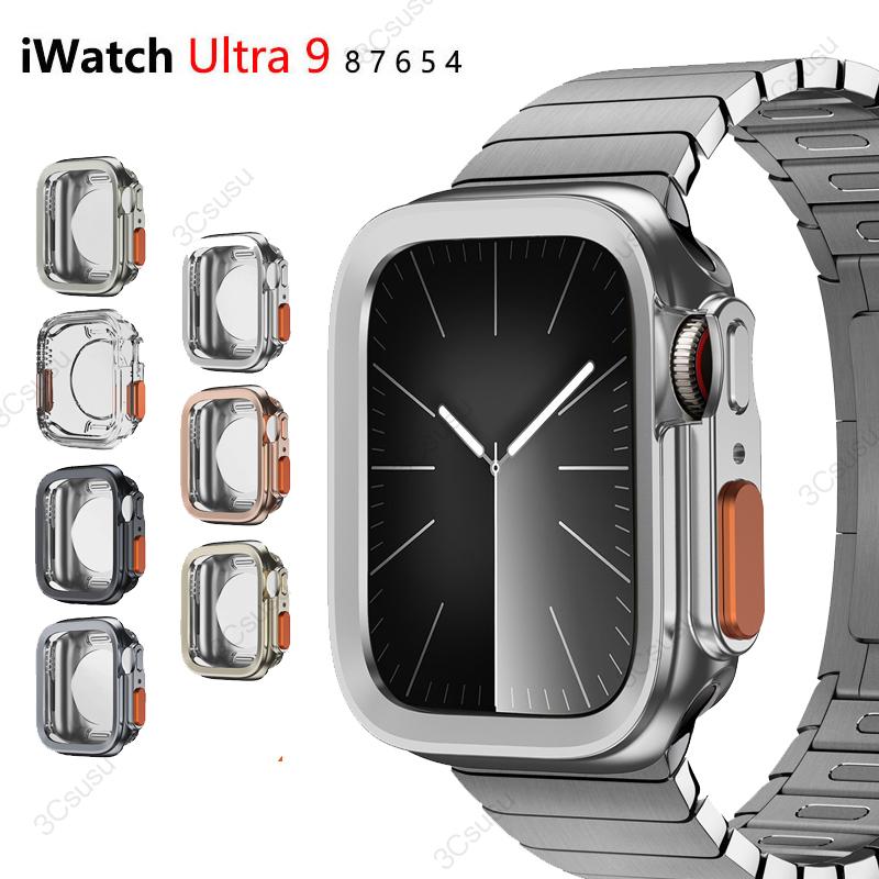 Чехол для Apple Watch 9 8 7 45 мм 41 мм 44 мм 40 мм Мягкий ТПУ Ударопрочный Защитный Полный Бампер для iwatch series 6 5 4 SE