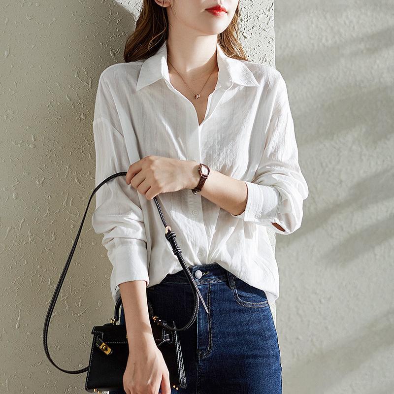 Хлопковая белая рубашка с длинными рукавами для женщин на весну и осень, универсальный свободный стильный дизайн, топ Niche
