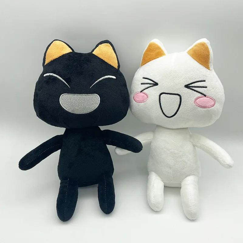 Новая плюшевая игрушка для кошек в стиле аниме, кукла, мягкие игрушки для котят, мультяшная пара, черно-белые кошки, декор, подарочные игрушки для детей