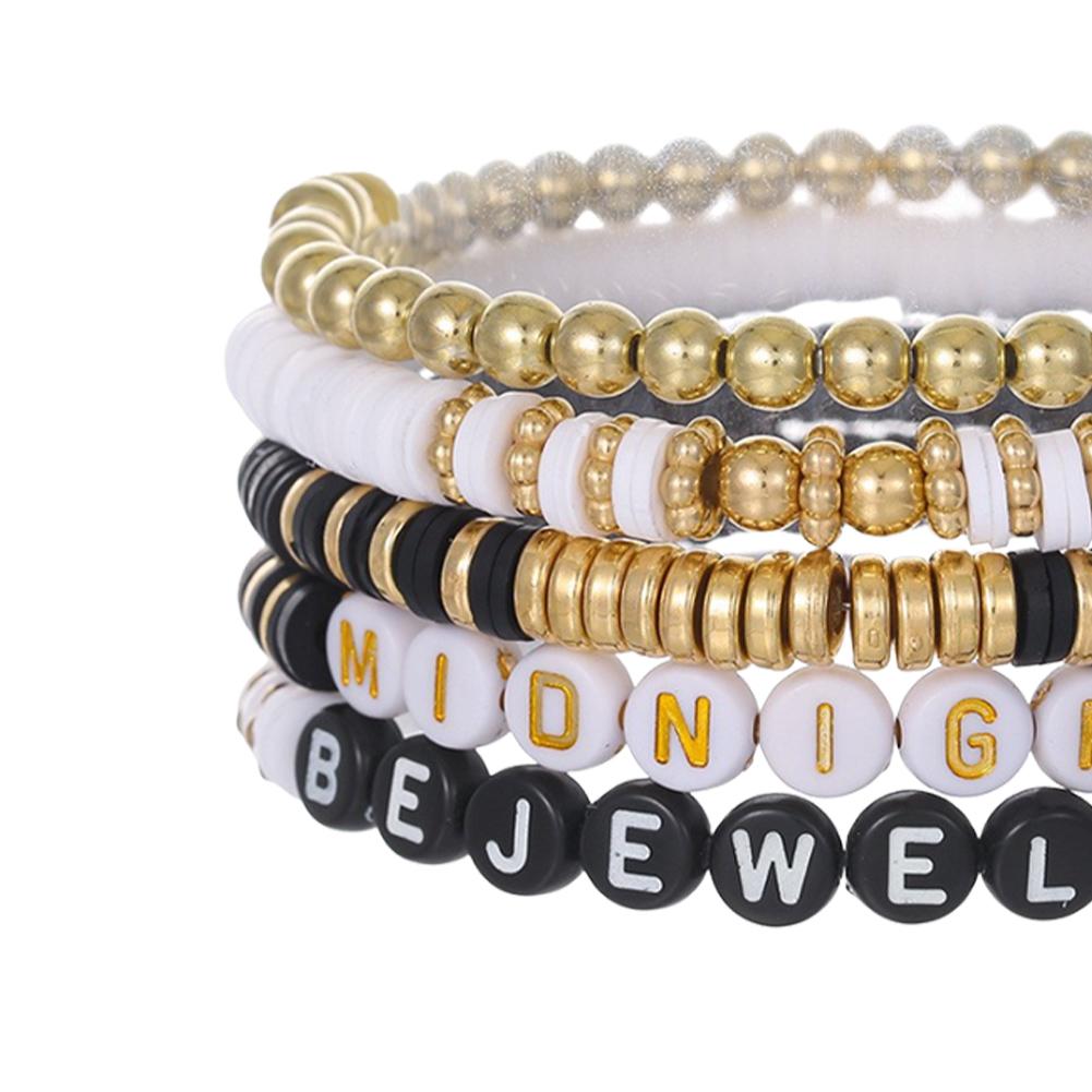 5 Pcs Letter Beaded Friendship Bracelets for Girls Women Taylor Fans (style H)