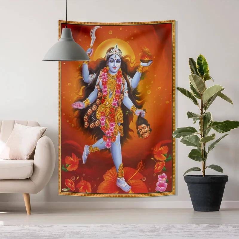 VIKAMA 3x5ft Maa Kali Tapestry Hindu Goddess Wall Hanging Boho Yoga Meditation Home Decor Banner Cloth Art