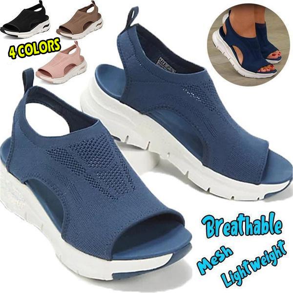 Новые модные женские спортивные сандалии, летняя прогулочная обувь на платформе, дышащая удобная обувь больших размеров