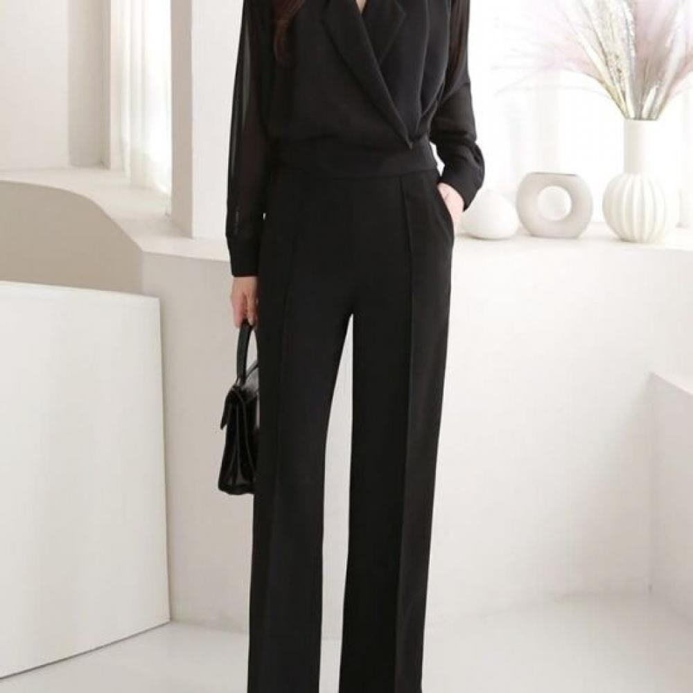 Style Latte Women Straight Fit High Waist Wide Pants Long Slacks