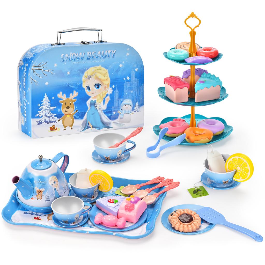 Dinosaur Childrens Play House Toys Pretend Play Afternoon Tea Plastic Unicorn Cup Dessert Cake Toy Collection