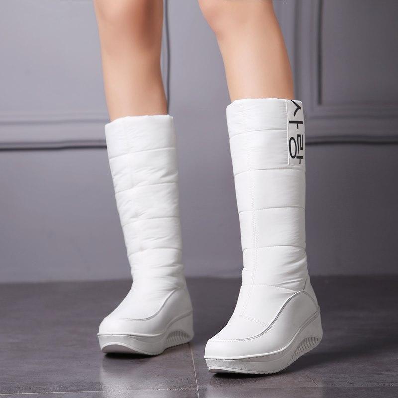 Цветные зимние сапоги женские туфли в стиле Южной Кореи сапоги на платформе танкетке сапоги до середины голени женские плюшевые зимние сапоги