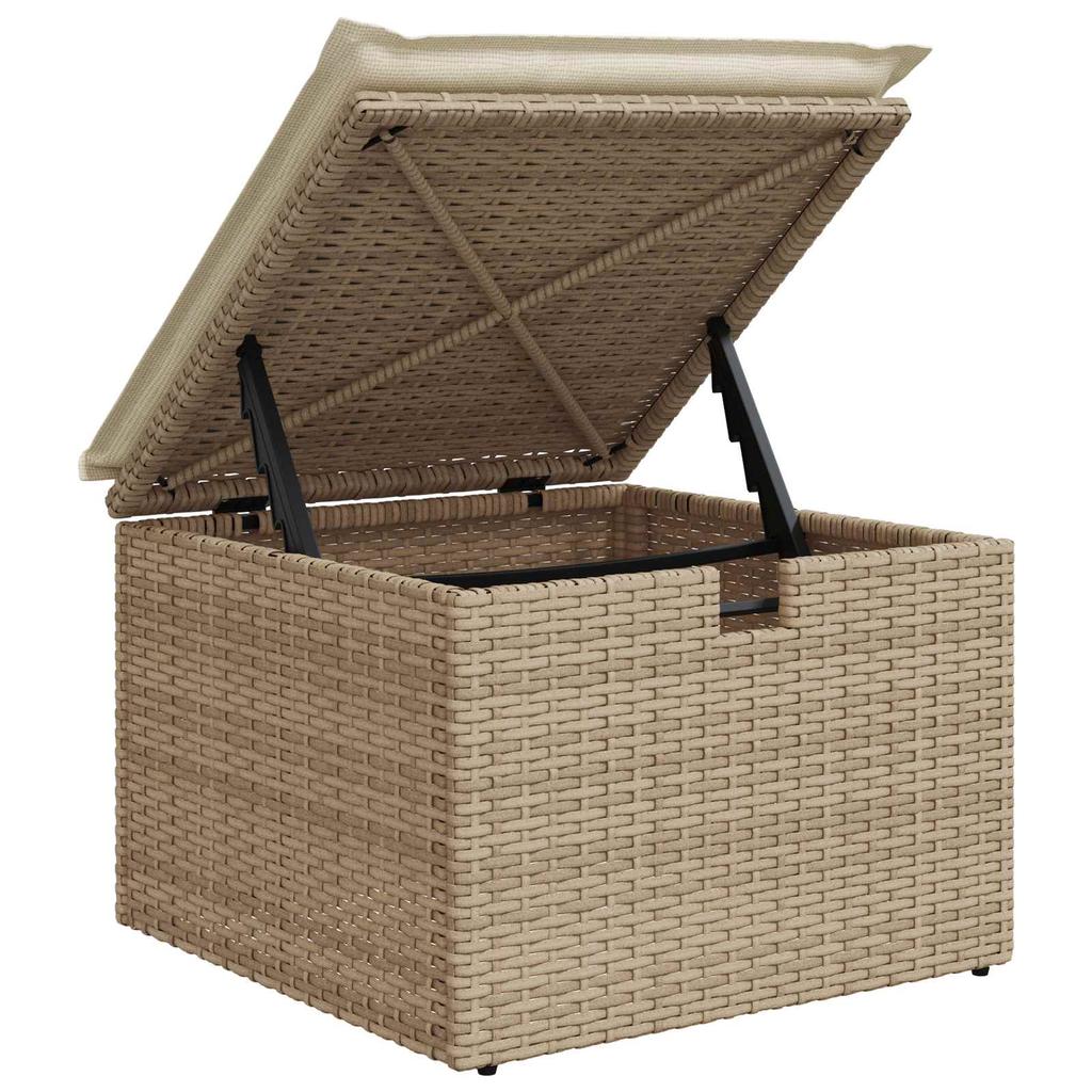 Sofa Set with Cushions and Storage Beige and Cream Poly Rattan