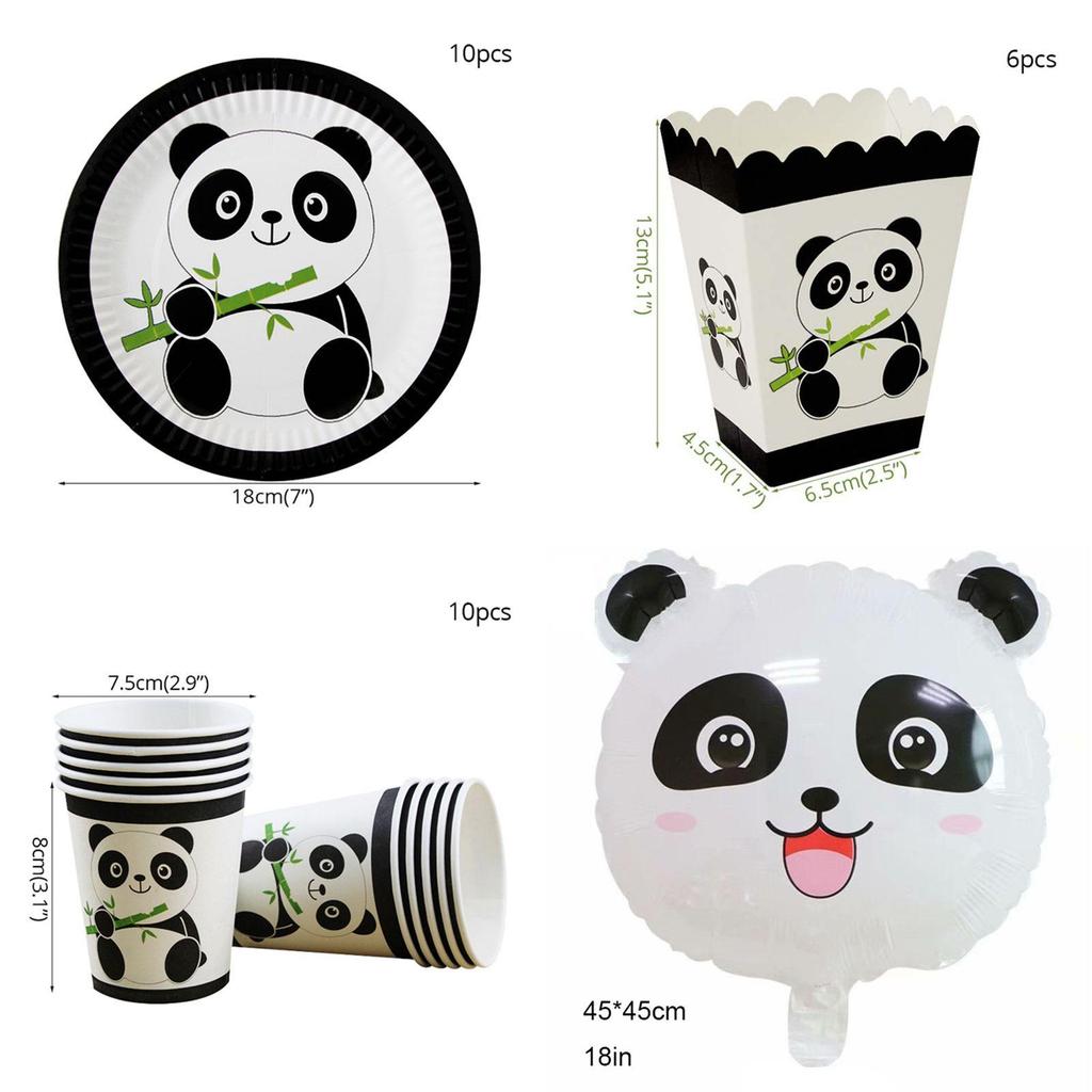 Очаровательные принадлежности для вечеринки с животными пандами, посуда, декор для детских празднований дня рождения
