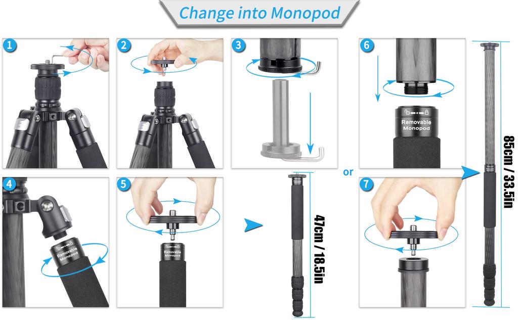 INNOREL RT85C Carbon Fiber 25kg Weight Adjustable 32mm Pipe Ideal for Sports Mountain Outdoor Bird Tripod Bag Included Tripod Tripod, 173cm,