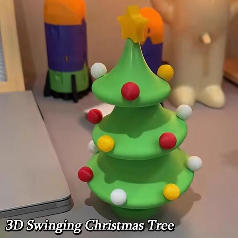 3D Printing Rotating Christmas Tree Fun Dancing Christmas Tree Decorations Gifts Desktop Decor Ornament Stress Relieving Toys
