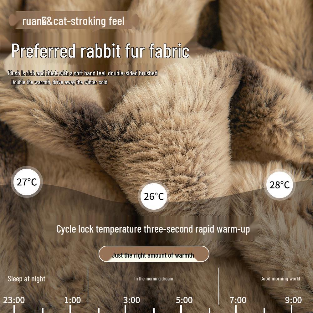 Плотный зимний фланелевый плед класса А - Нап из кроличьего пуха и кораллового флиса для кровати