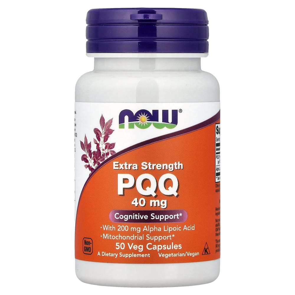 Now Foods PQQ Повышенной Силы 40 мг Вегетарианские Капсулы, (50 графов) Когнитивная поддержка