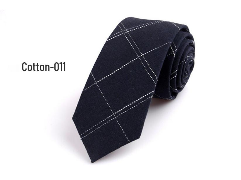 New Plaid Twill Cotton Tie: Men's Business Casual Korean Style for Weddings