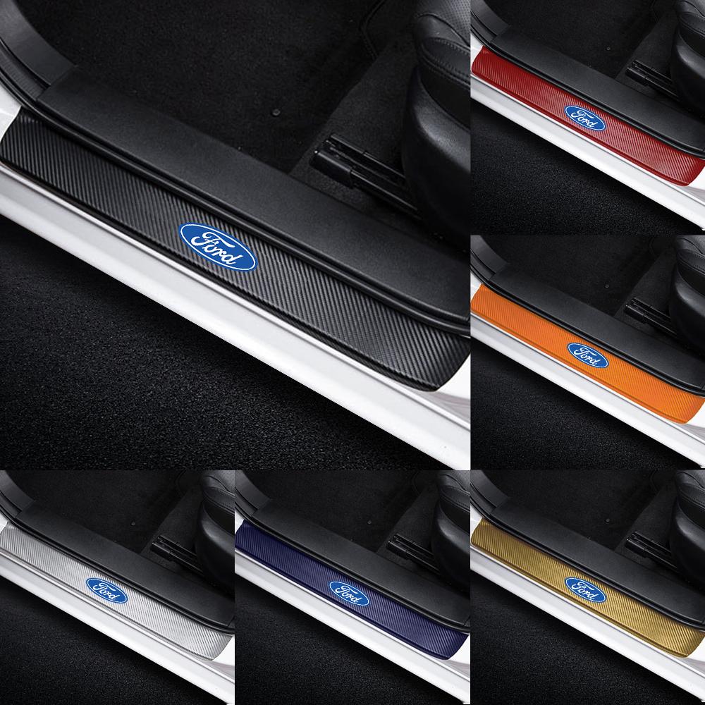 qmzhr10 4pcs Car Door Sill Scuff Plate Stickers Center Cover For Ford Focus 2 3 Mondeo Fiesta Fusion Ghia Ecosport Ranger Mondeo Mustang