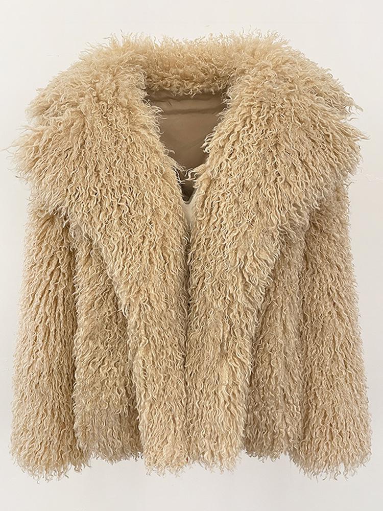 Женская короткая шуба в европейском и американском стиле - Осень/Зима Имитация рыжей овечьей шерсти