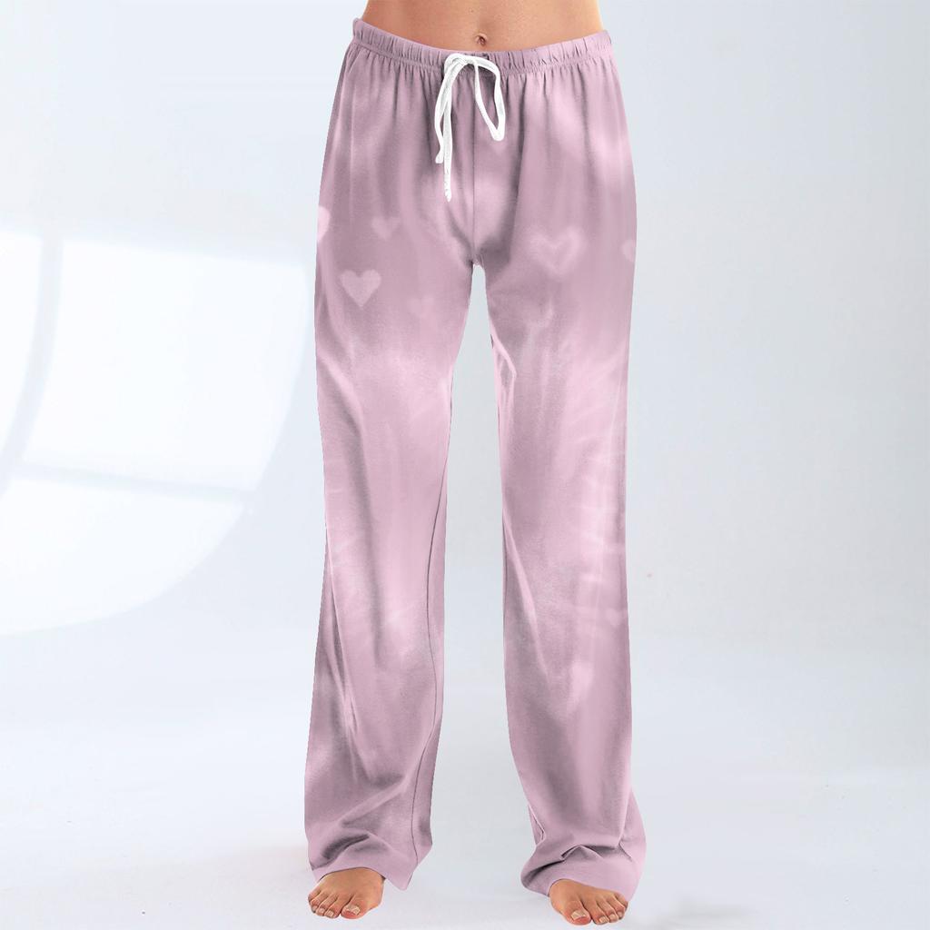 Women's Fashionable Loose Casual Trousers With Valentine's Day Heart Print